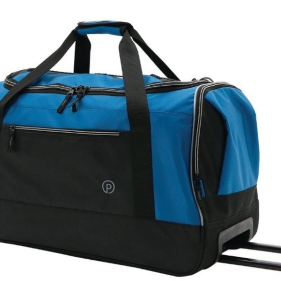 Protege 25" Rolling Travel Duffel Bag With Telescopic Handle, Teal - Picture 1 of 6